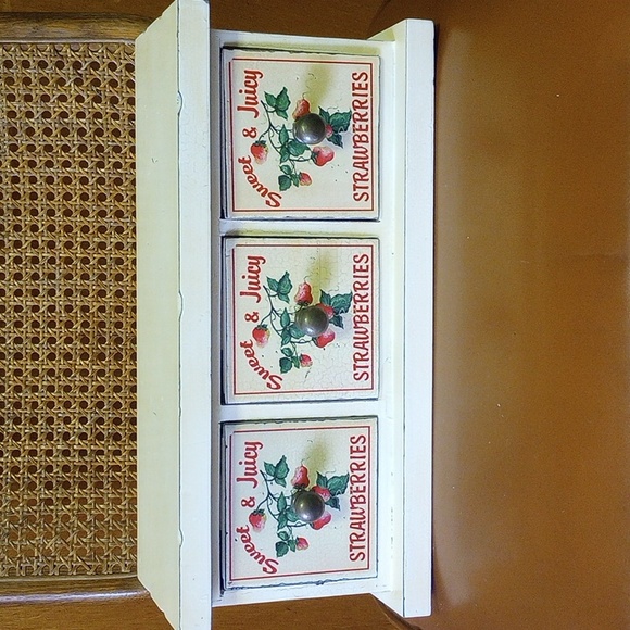 Lucy Hatch Collection Other - NWT Lucy Hatch Strawberry Storage Cabinet for Table or Wall, 3 Drawers